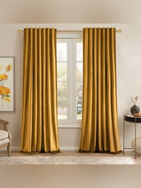Gold Velvet Curtain Panels - Home Accents
